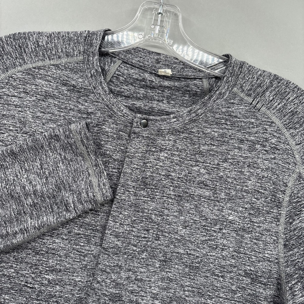 Lululemon Shirt Mens Large Gray Henley Long Sleeve Athletic Performance Training